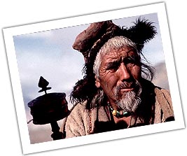 Ladakhi Man with prayer Wheel