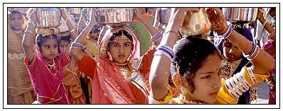 young girls celebrate teej
